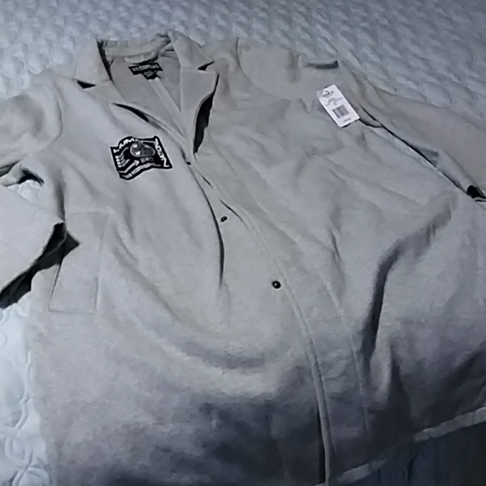 Human Nation Gray Long Sweatshirt Fleece Jacket